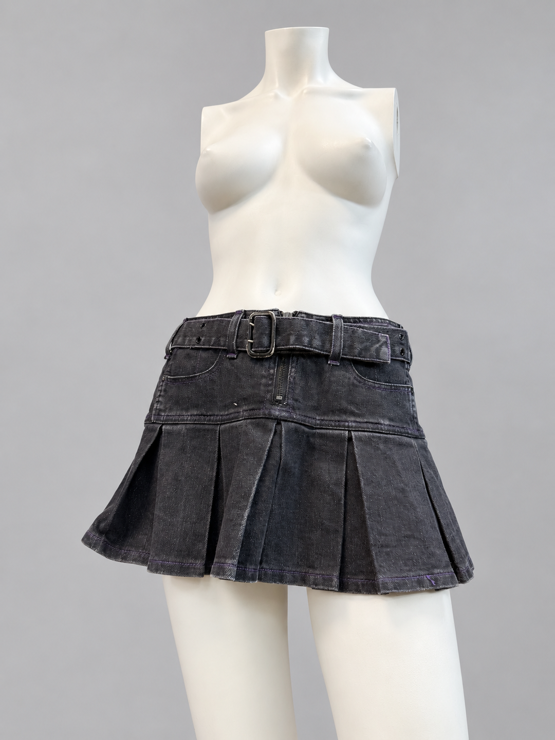 Fiorucci belted pleated denim mini skirt