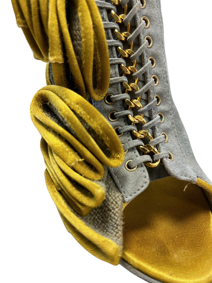Just Cavalli 2009 Suede High Heels with Yellow Velvet Details Size eu39