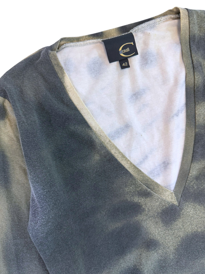 Just cavalli abstract animal print V-neck top