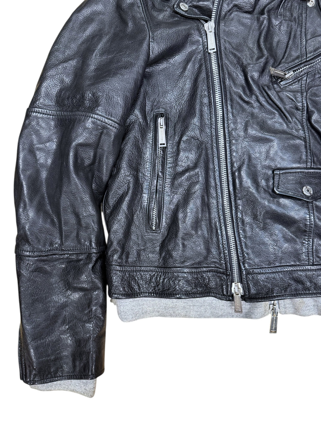 DSQUARED2 Hybrid Leather & Hoodie Biker Jacket Large