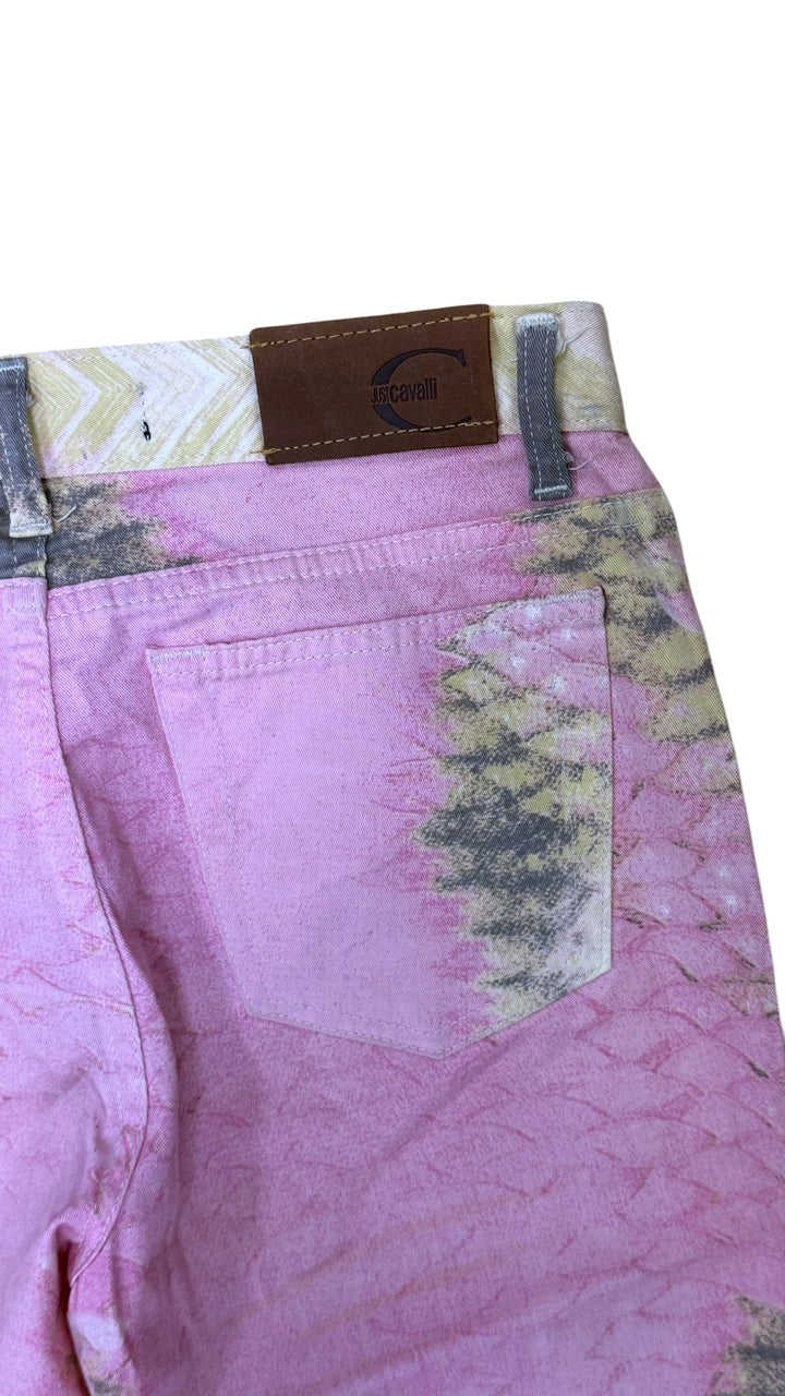 SS2001 Just Cavalli Pink Hybrid Snakeskin Bees Pants