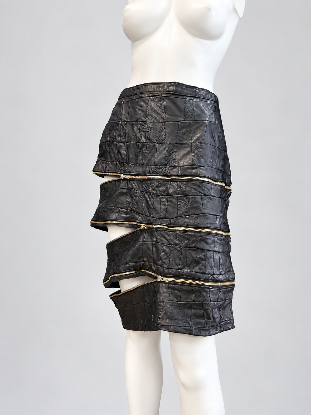Vintage black patchwork zip skirt