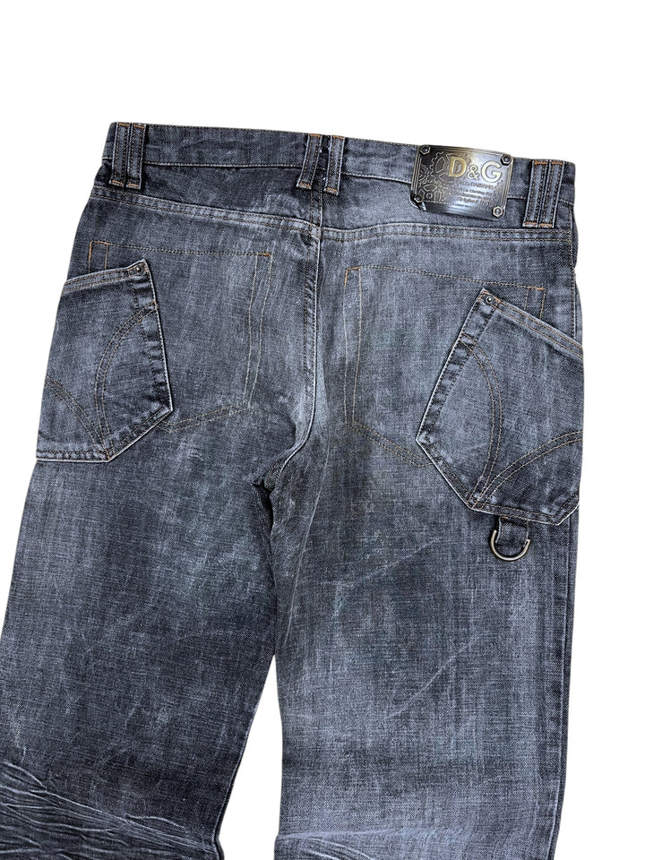 DOLCE&GABBANA AW2003 Grey Eroded Denim Jeans men’s S/M