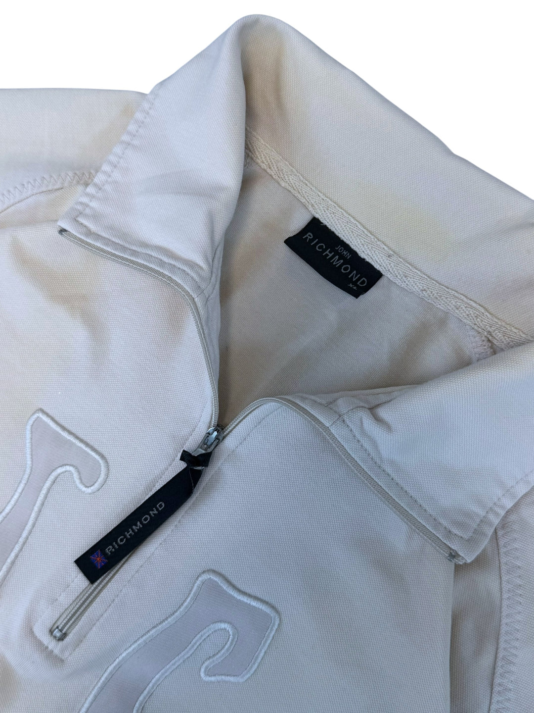 John Richmond embroidered half zip polo