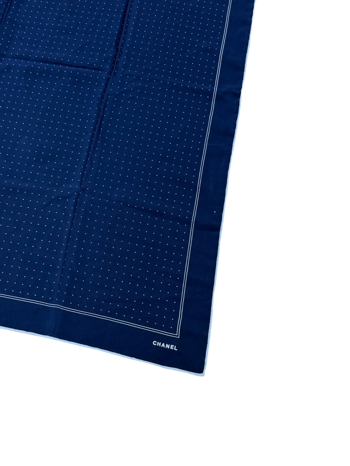 Chanel Vintage Navy Silk Scarf