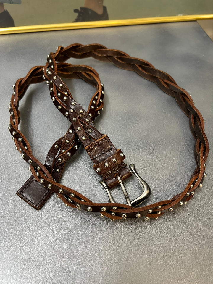 Vintage Braided Studded Leather Belt