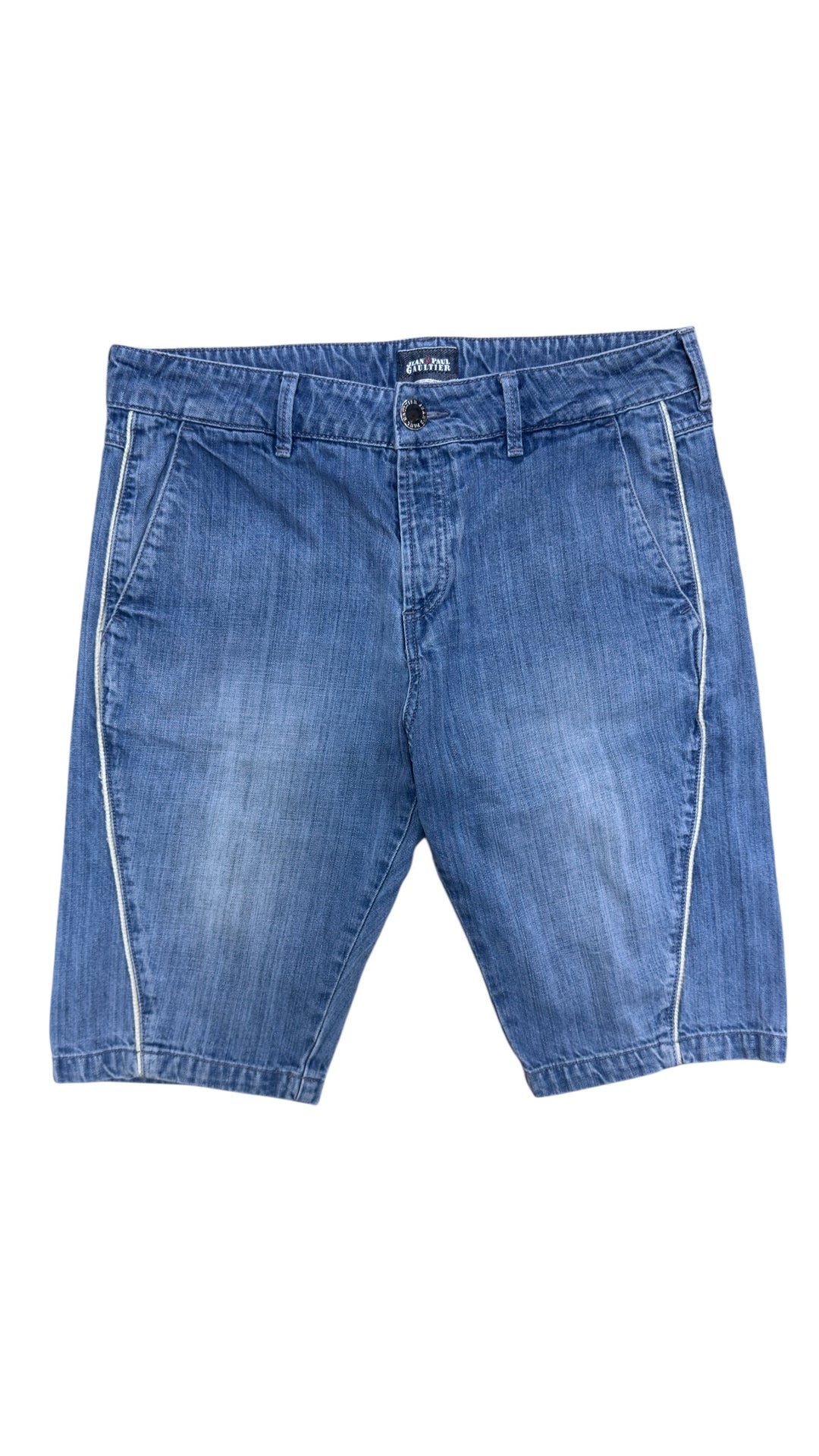 Jean Paul Gaultier denim shorts with contrast side seam