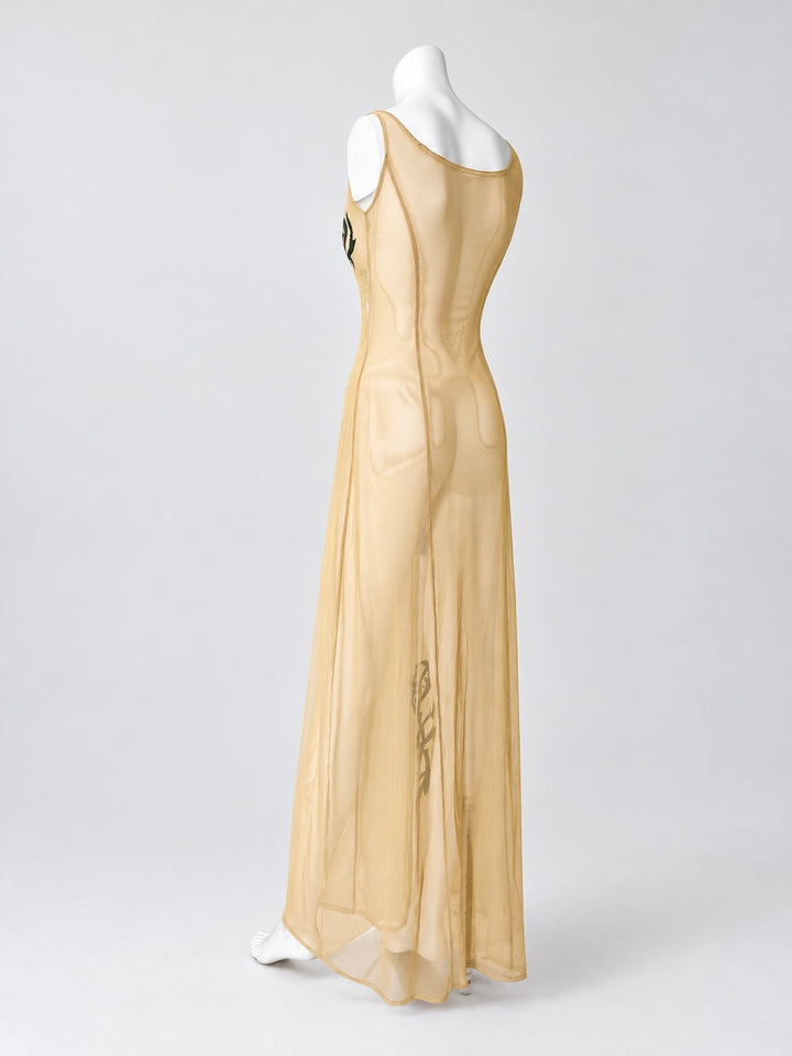 2000s sheer embellished maxi dress