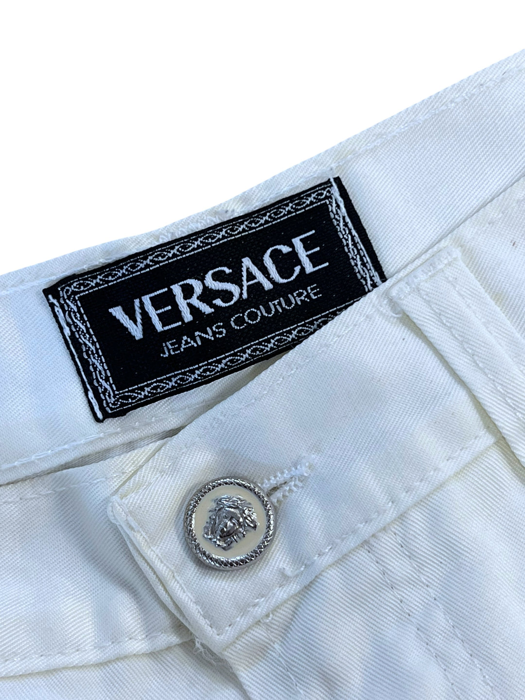 Versace Jeans Couture White Denim Mini Skirt Medium