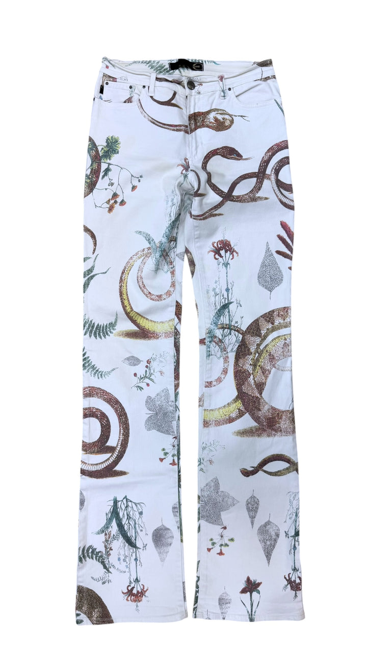 Just Cavalli botanical snake print straight leg jeans - archive denim