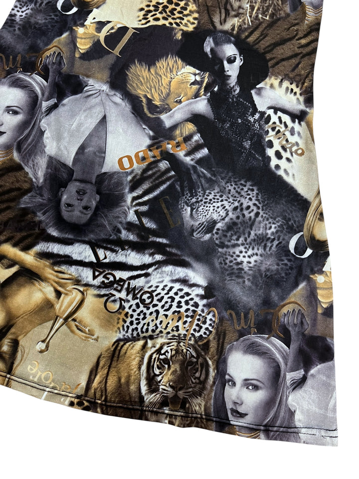 Vintage Graphic Print Slip Dress Large