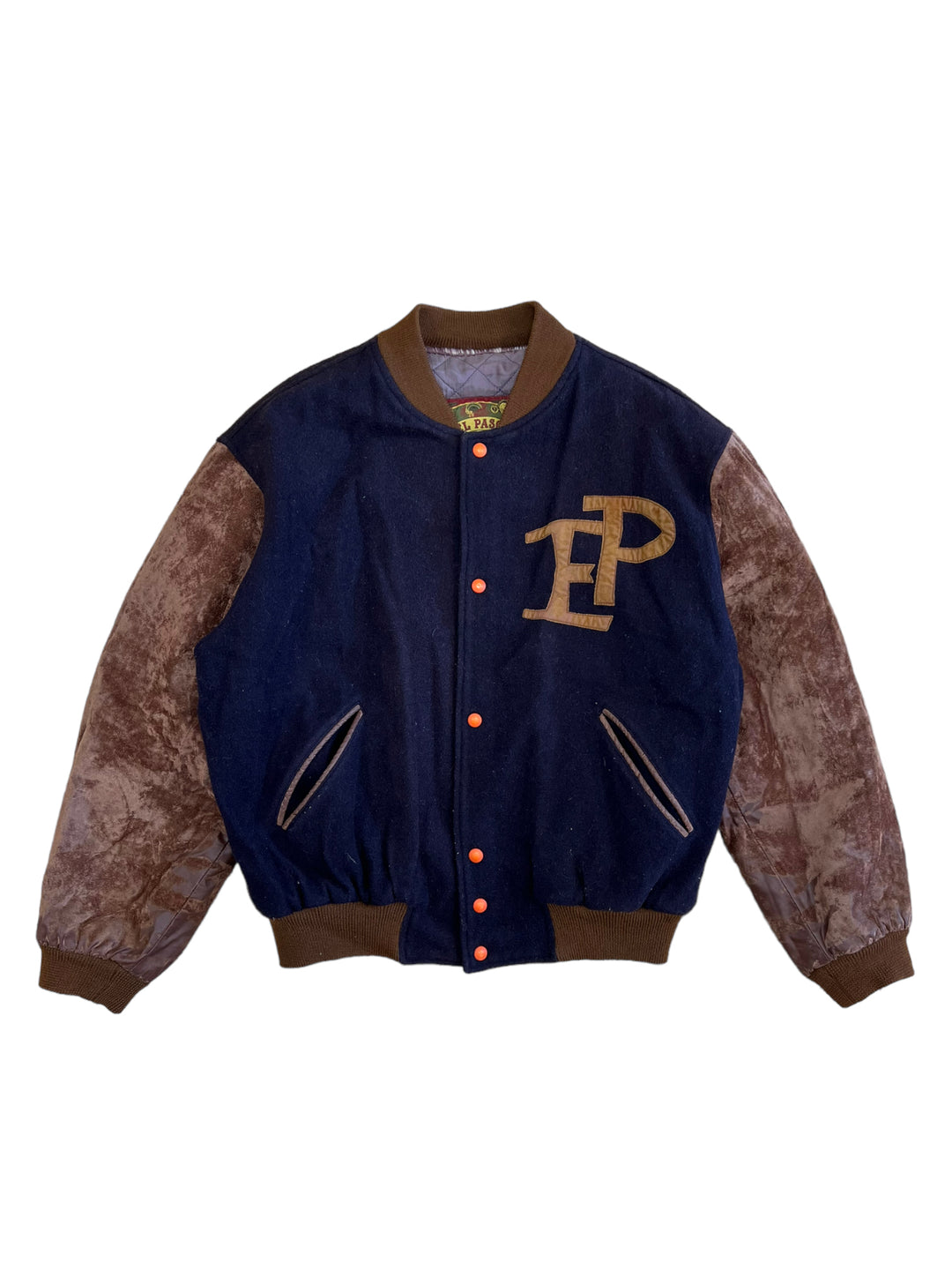El Paso Vintage Wool Suede Leather Sleeves Varsity Jacket Men’s Large