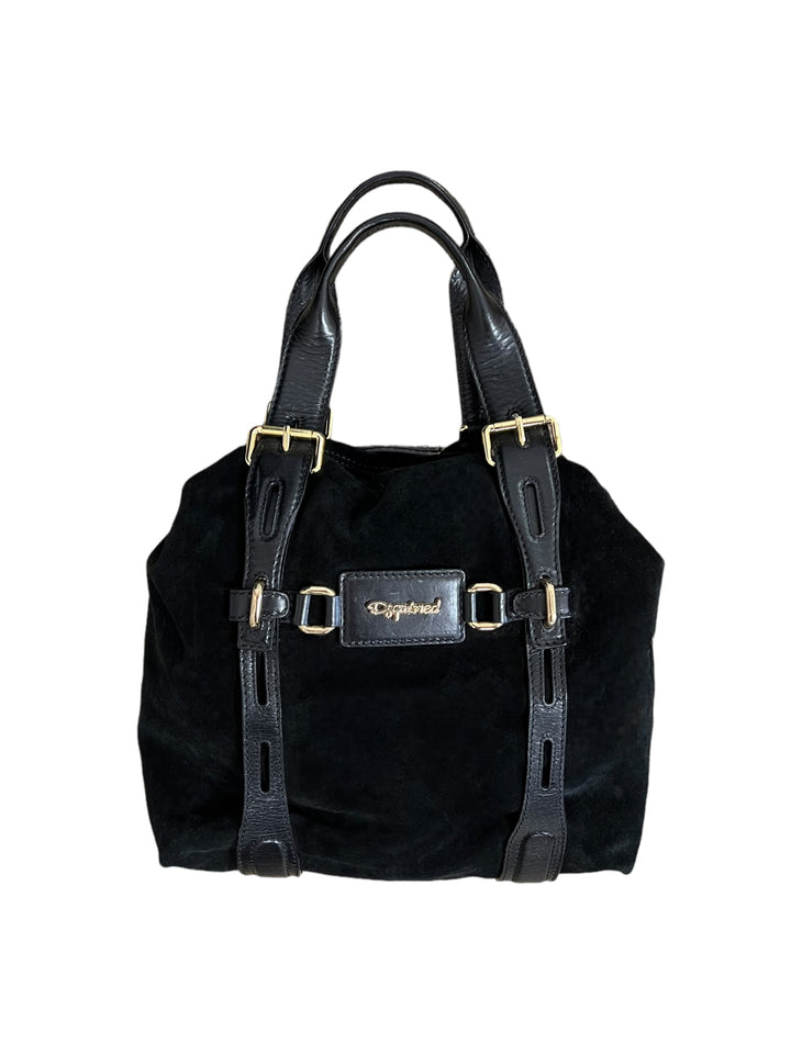 Dsquared2 vintage suede leather black handbag