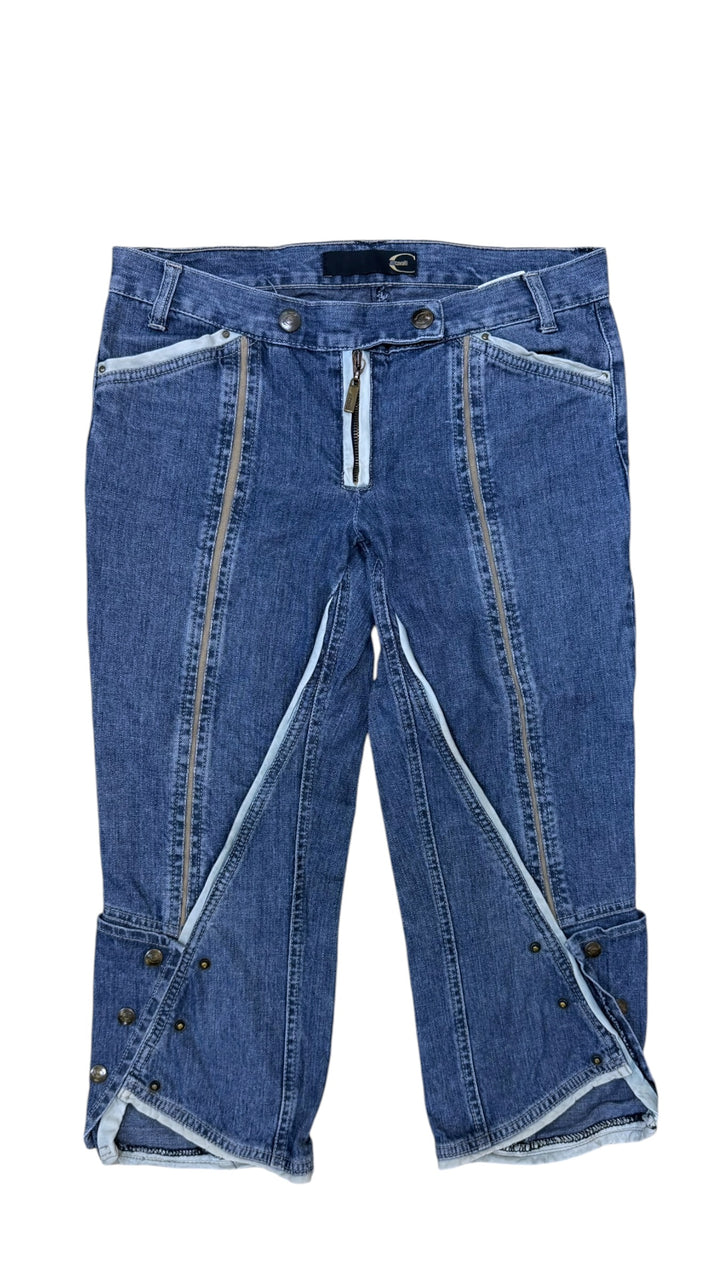 Just Cavalli cropped zip-detail denim capri pants