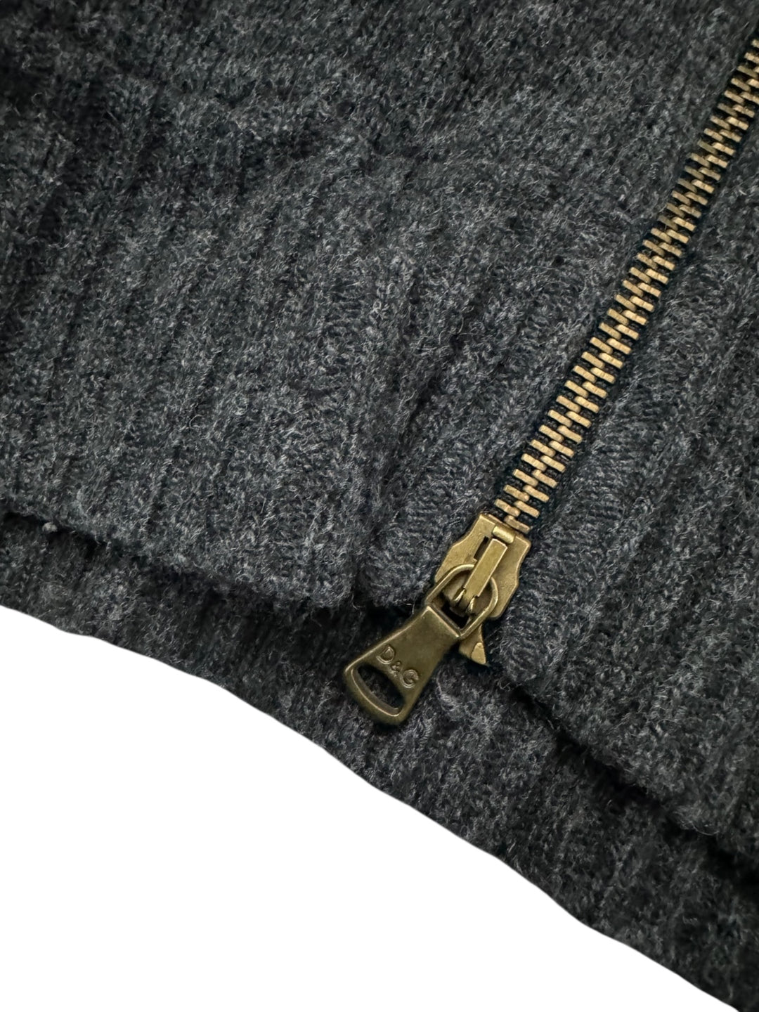 2000s Dolce & Gabbana Asymmetrical Grey Wool Zip-Up Cardigan