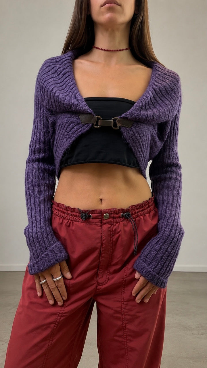 Vintage purple mohair cropped cardigan