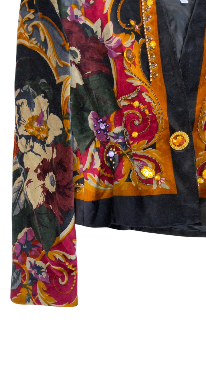 Byblos AW1988/89 vintage velvet embellished cropped jacket – 90s runway archive piece