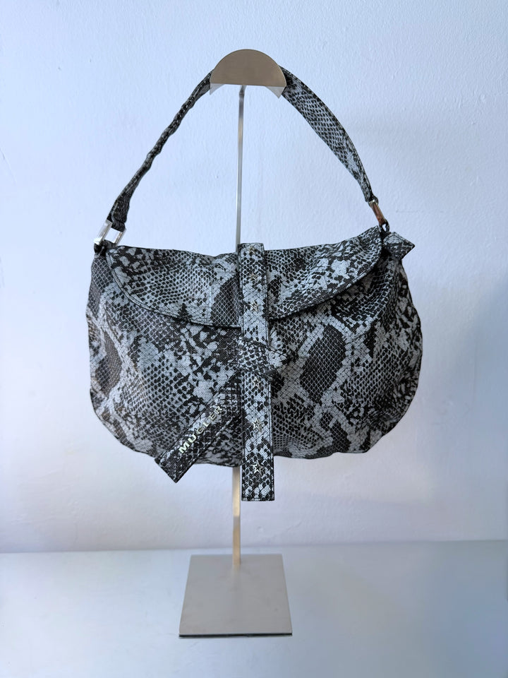 Mugler snake-print shoulder bag with star-stud details