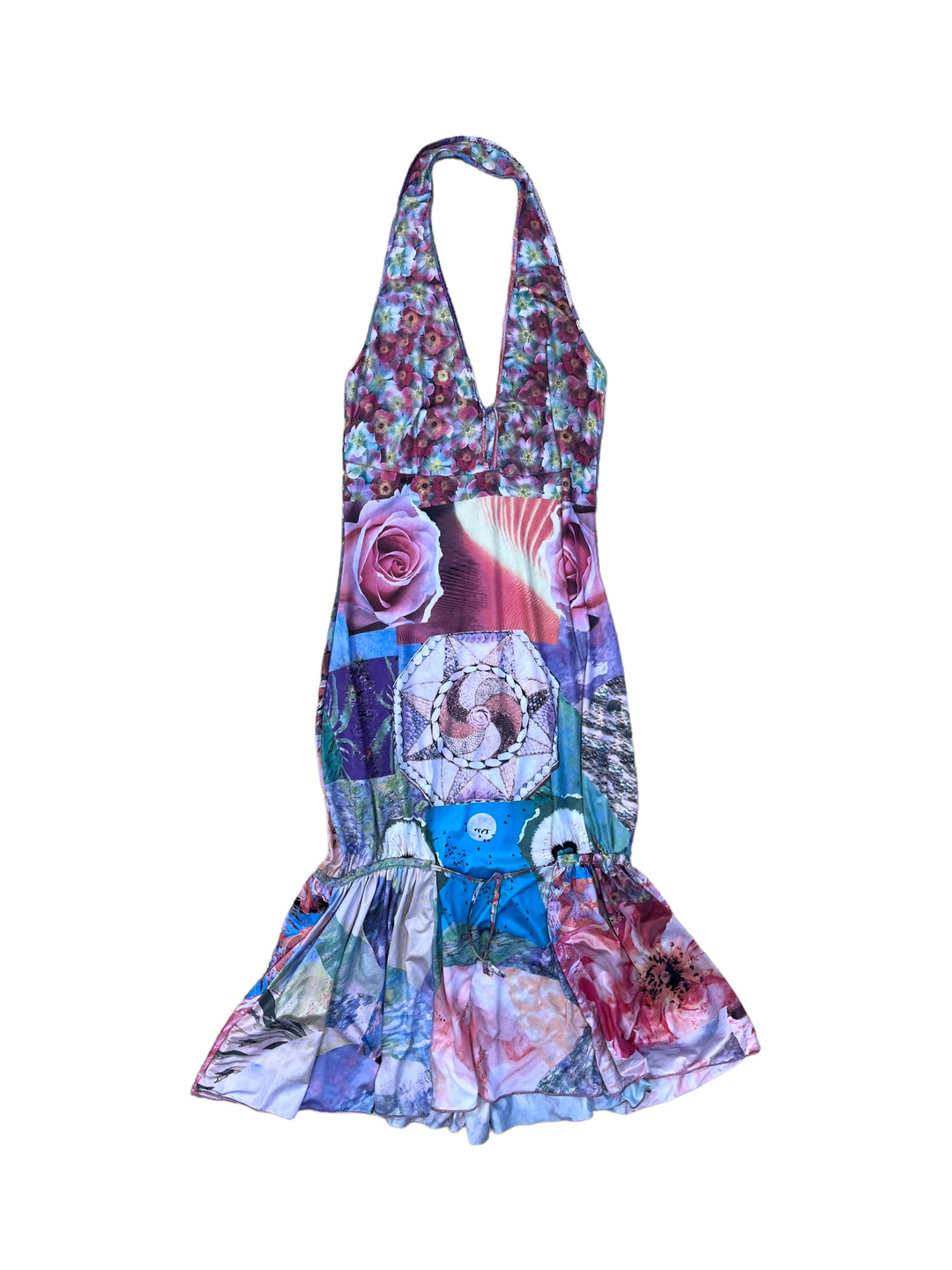 Class by Roberto Cavalli y2k Collage Print Halter Dress large Class by Roberto Cavalli y2k Collage Print Halter Dress large