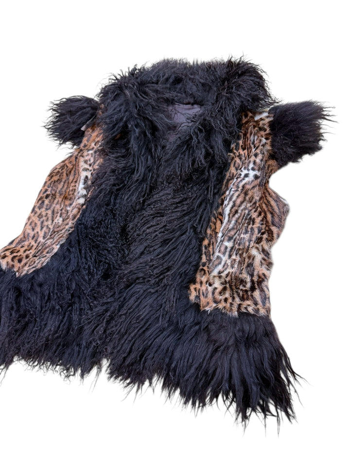 Vintage leopard fur vest medium