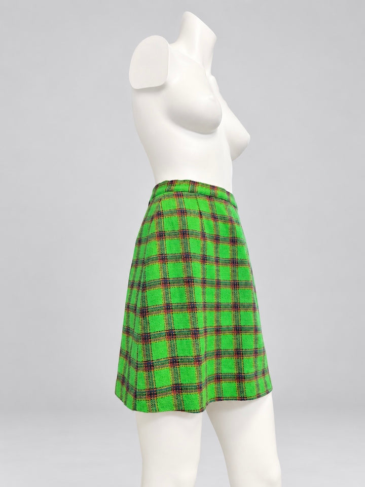 Versace Jeans Couture vintage green plaid mini skirt