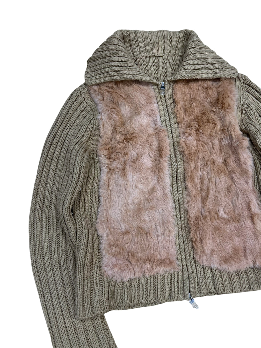 2000s Ribbed Knit Zip-Up Cardigan Medium