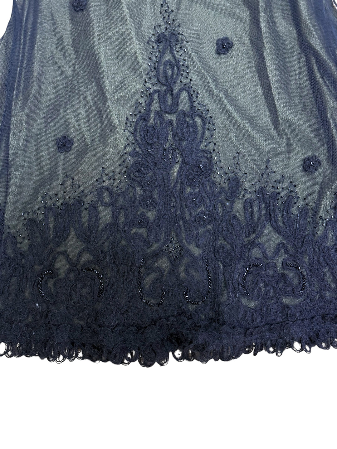 EXTYN vintage embroidered tulle midi skirt