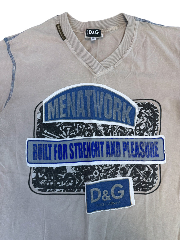 Dolce&Gabbana “Men at Work” v-neck t-shirt beige