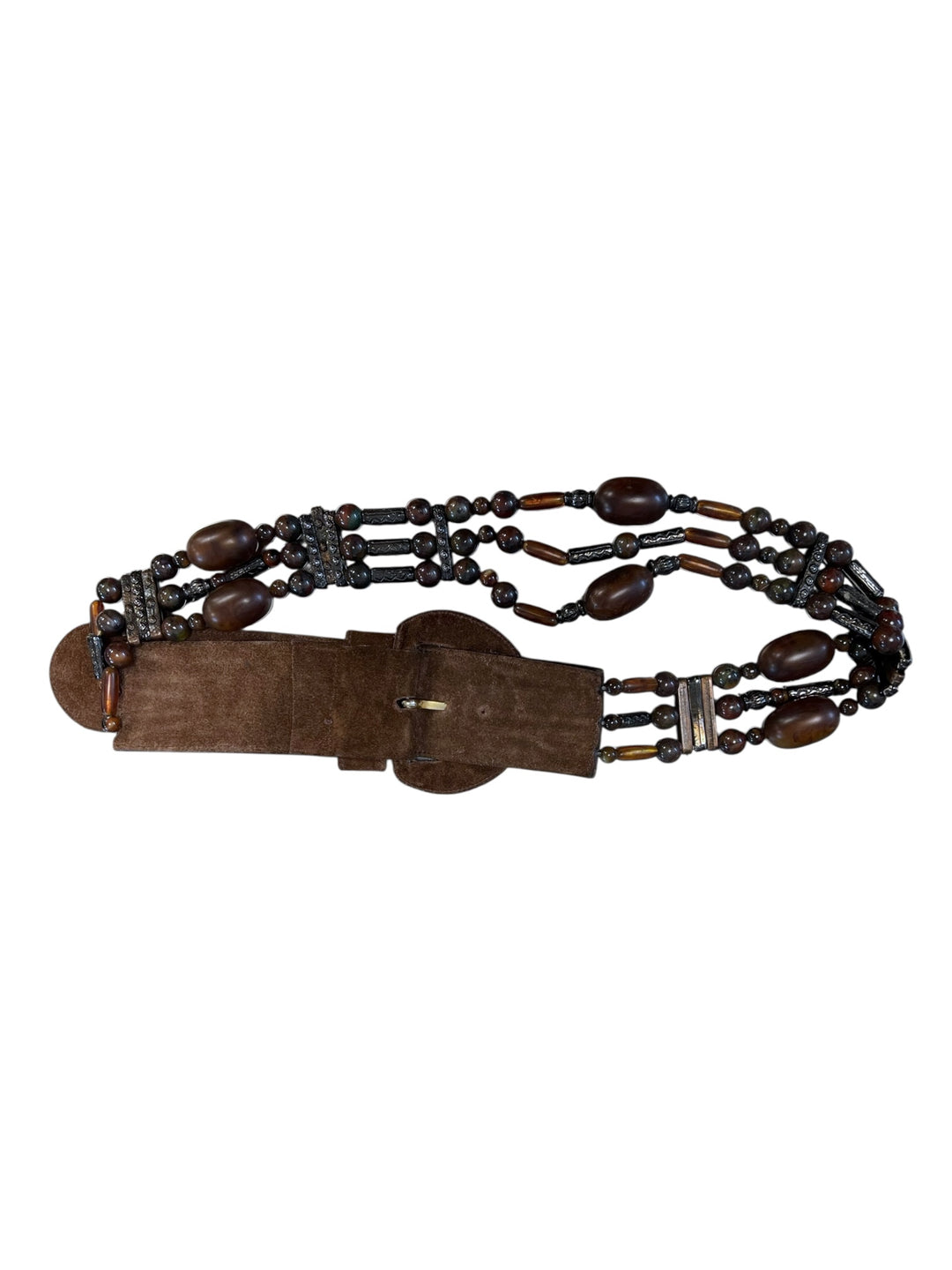 Vintage Suede & Beaded Brown Belt