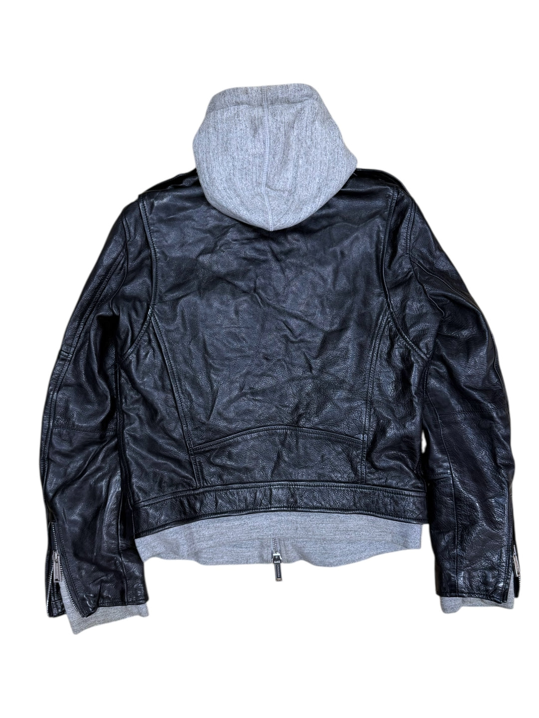 DSQUARED2 Hybrid Leather & Hoodie Biker Jacket Large