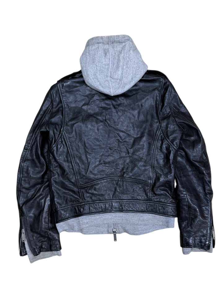 DSQUARED2 Hybrid Leather & Hoodie Biker Jacket Large