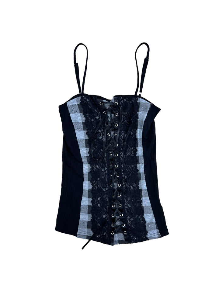 Vintage Lace Up Tank Top Women’s Medium