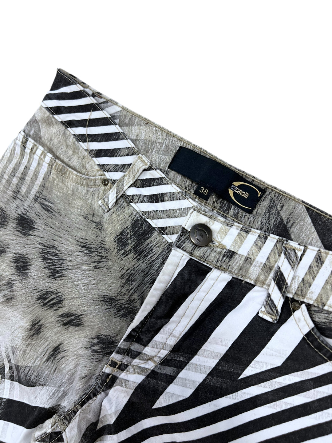 Just Cavalli Graphic Animal Stripe Cropped Pants Extra Small eu32