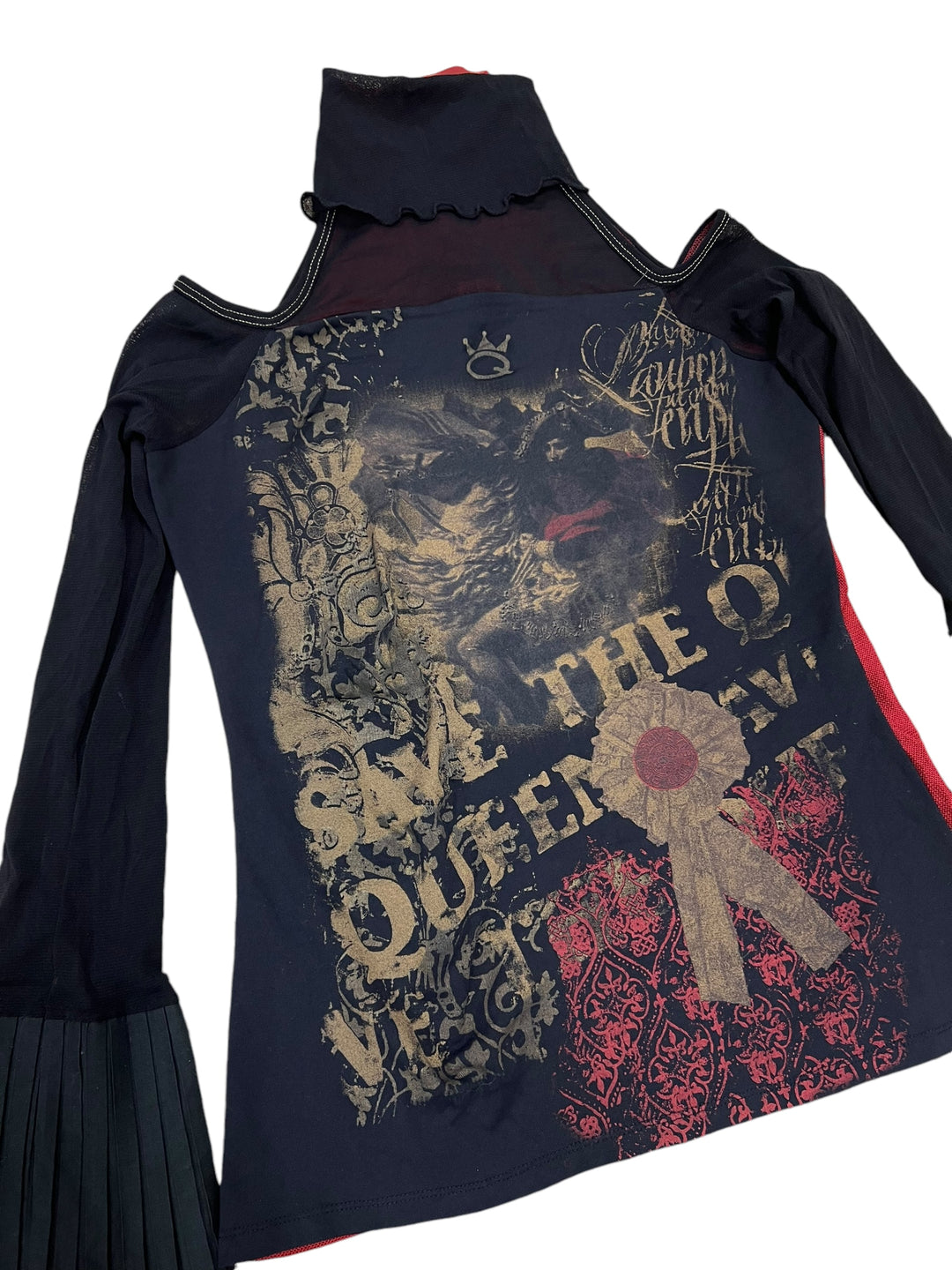 Save the Queen grunge long sleeve mesh top Women's large