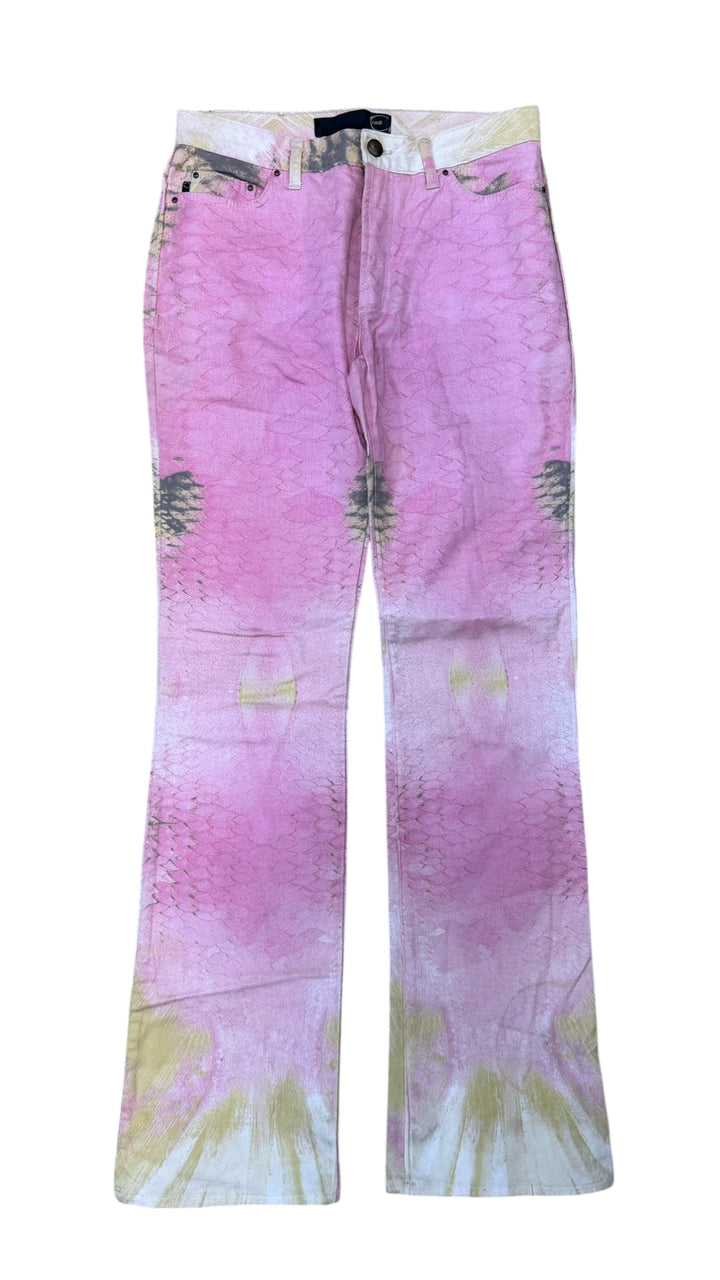SS2001 Just Cavalli Pink Hybrid Snakeskin Bees Pants