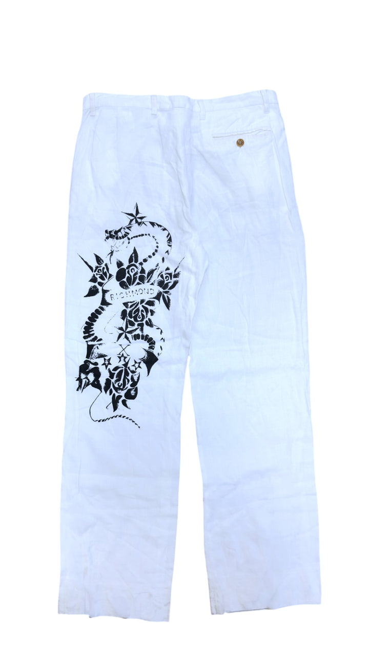 Richmond X graphic print linen trousers