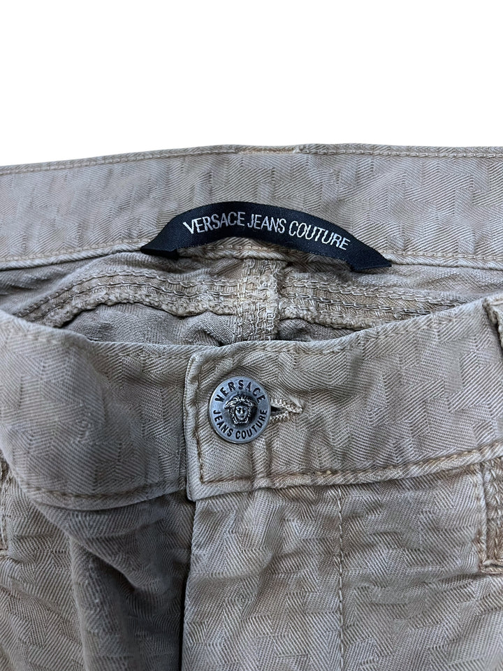 Versace Jeans Couture Beige Jacquard Utility Pants Men’s Large