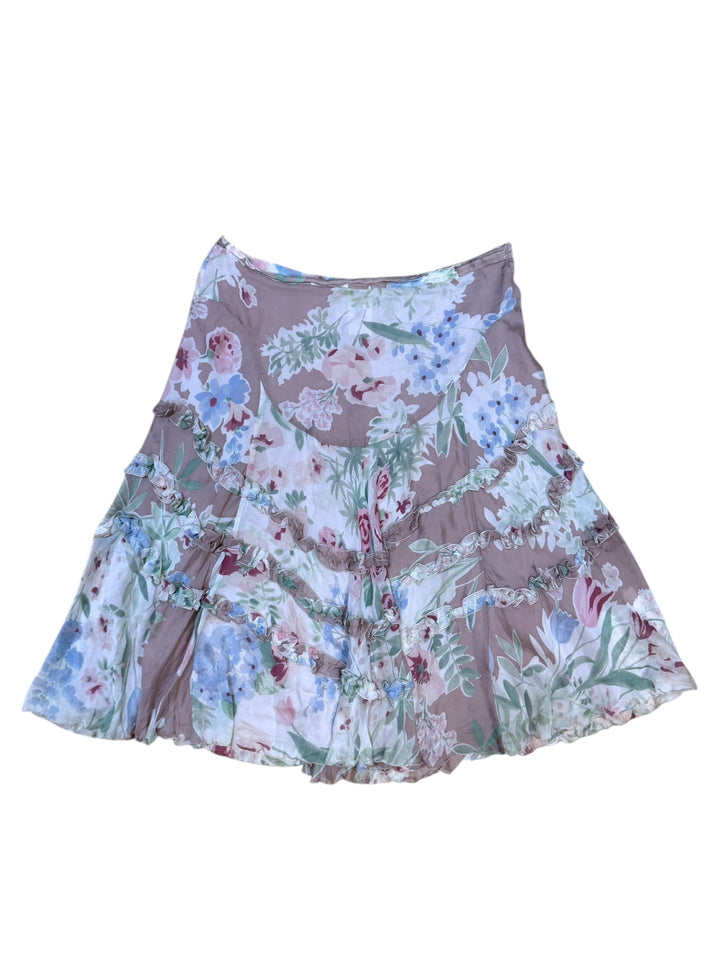 Blumarine silk floral layered ruffle skirt medium (it 44 / eu 38)