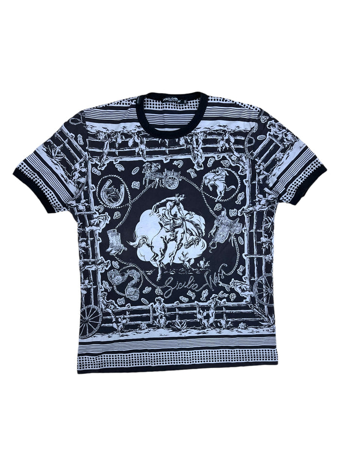 Dolce & Gabbana Monochrome Printed Cotton Crewneck T-Shirt men’s medium