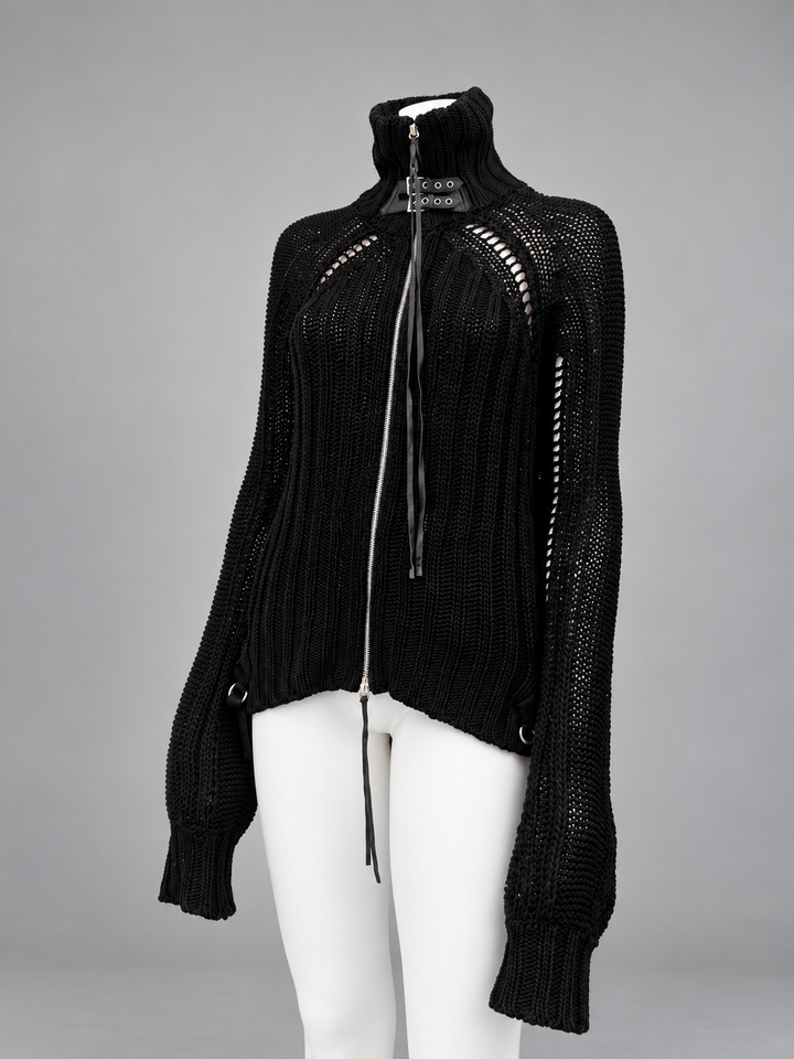 Patrizia Pepe open knit zip cardigan