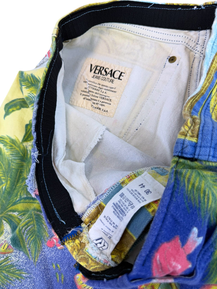 Versace Jeans couture ocean print cropped trousers