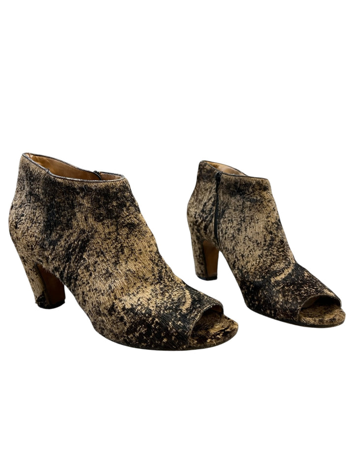 2000s Maison Martin Margiela Pony Hair Peep Toe Ankle Boots Size Eu40