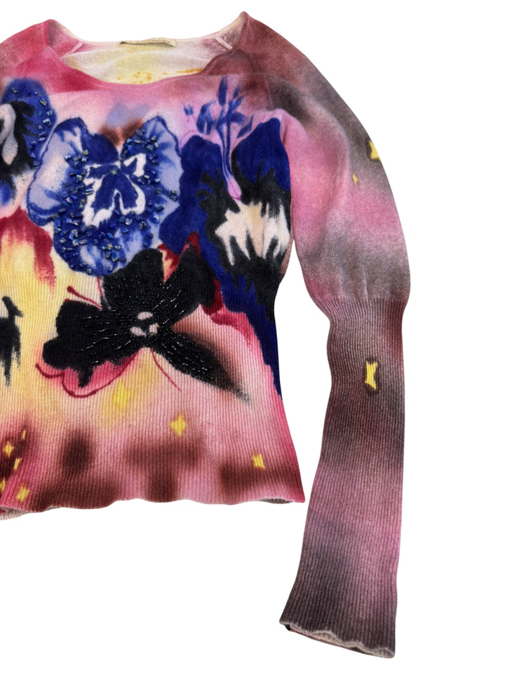 Class Roberto Cavalli floral embellished knit sweater