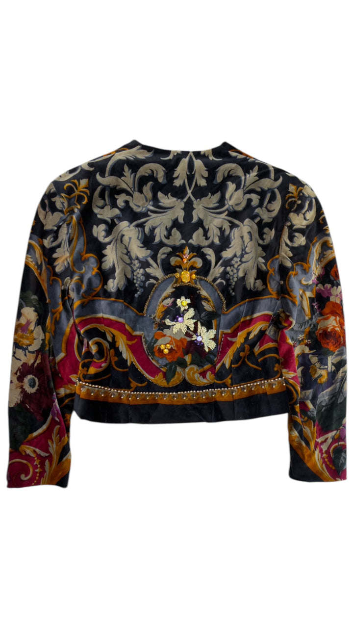 Byblos AW1988/89 vintage velvet embellished cropped jacket – 90s runway archive piece