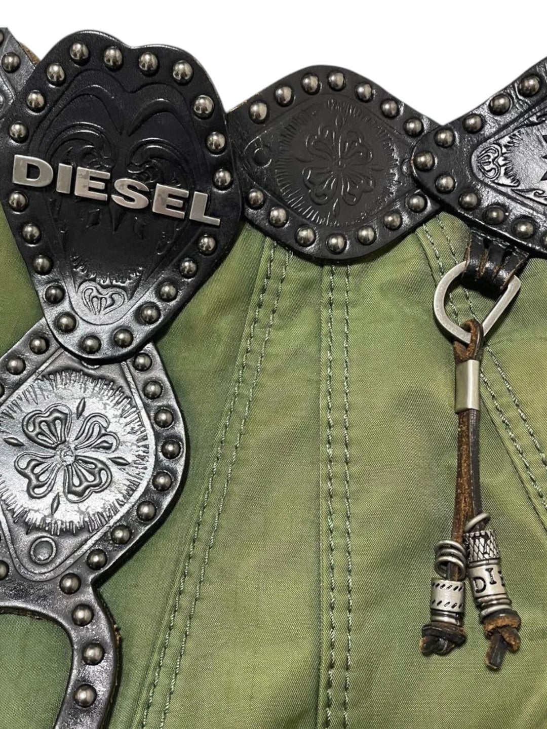Diesel vintage studded utility shoulder bag
