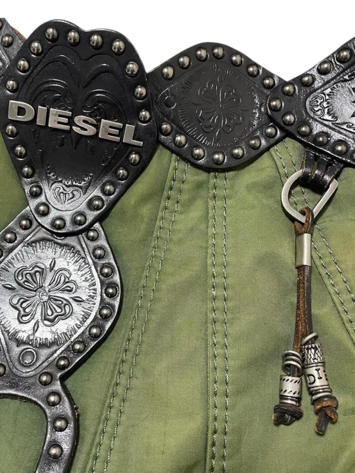 Diesel vintage studded utility shoulder bag