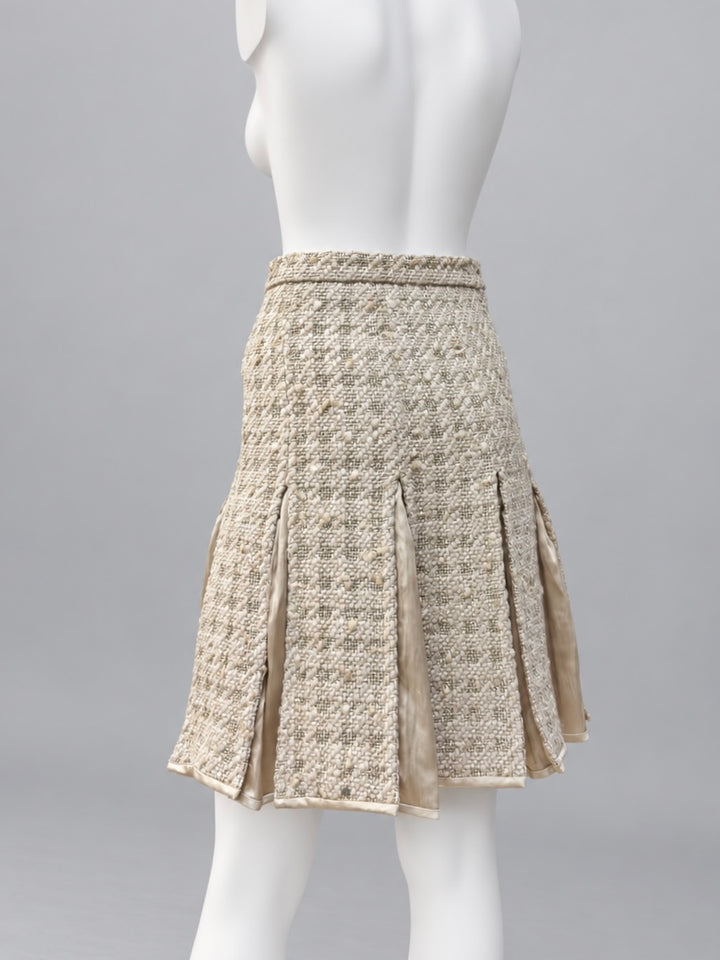Blumarine metallic bouclé panelled midi skirt