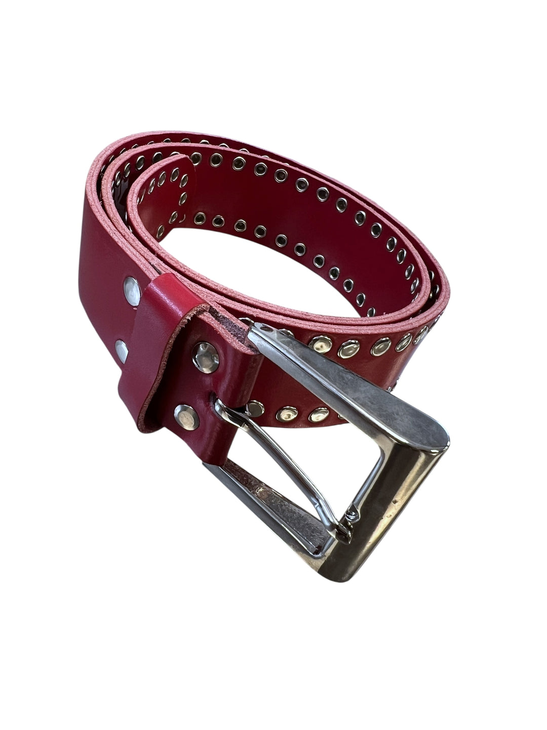 Vintage Red Studded Leather Belt