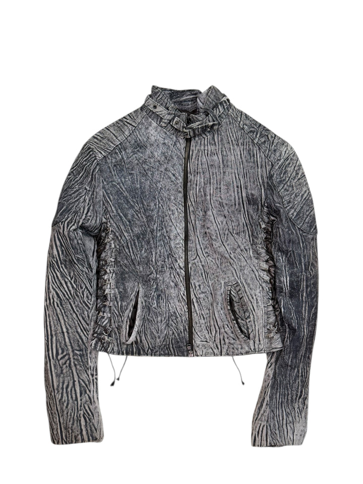 Vintage artisanal textured leather jacket extra small