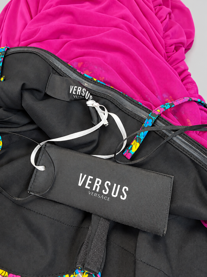 Versus Versace floral bust ruched mesh dress